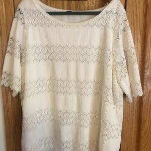 Dress Barn White Lace Blouse with Satin Underlay